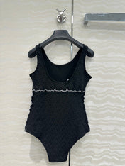 Coco Double C Jacquard Logo Classic One-piece Swimsuit