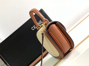 MINI BESACE CLEA 15 IN BROWN TEXTILE AND CALFSKIN