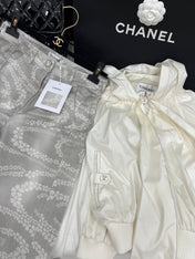 CC WIDE LEG PANTS IN GREY FLORAL SILK