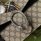 GG DIONYSUS SHOULDER BAG IN BEIGE CANVAS SILVER HARDWARE