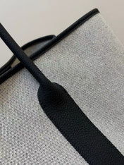TOTE BAG 40 IN GREY AND BLACK CANVAS MIX CALFSKIN TRIM