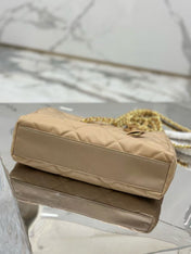 PRADA QUILTED SHOULDER BAG 25 IN LIGHT BROWN CALFSKIN