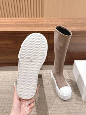 THE ROW HIGH BOOTS IN DARK BEIGE SUEDE