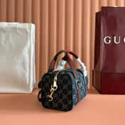 GG TOP HANDLE BAG 20 IN DARK BLUE DENIM MIX CALFSKIN