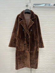 MAX MARA LONG COAT IN DARK BROWN FUR