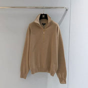 CHANEL 26S HALF-ZIP KNIT SWEATER IN BEIGE WOOL