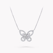 BUTTERFLY SILHOUETTE SILVER DIAMOND NECKLACE