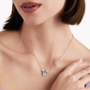 WILD FLOWER SILVER DIAMOND CLUSTER NECKLACE