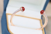 POSSESSION PINK GOLD CARNELIAN DIAMOND OPEN BRACELET