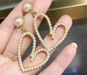 PEARL GOLD PLATED OPEN HEART  EARRINGS