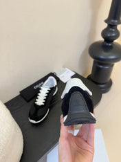 CELINE TRAINRES IN BLACK MIX WHITE SUEDE AND FABRIC