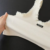 MIU MIU LACE-TRIM TANK TOP IN WHITE