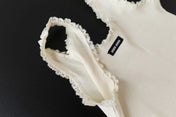 MIU MIU LACE-TRIM TANK TOP IN WHITE