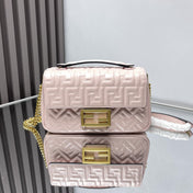 Fend Baguette 24 Bag With FF Motif Pink Leather Ghw
