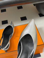 HM 26S NICOLE SLINGBACK 40MM IN SILVER CALFSKIN SILVER HARDWARE