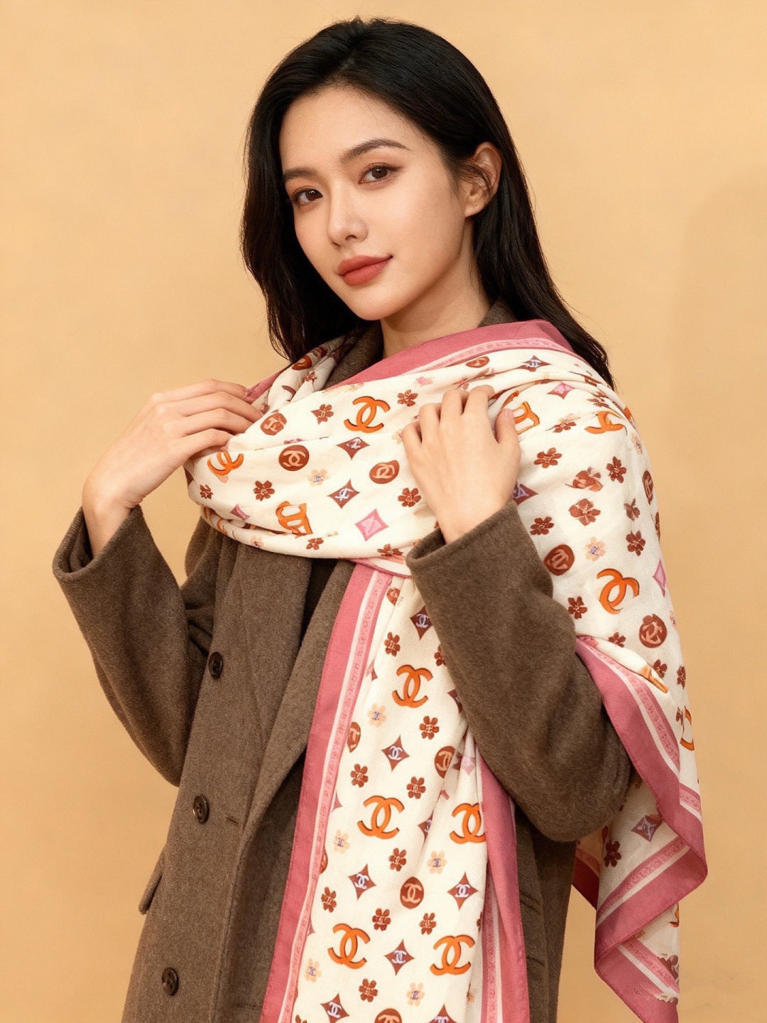 CHANEL 26S SCARF 140 IN CASHMERE AND SILK 306123