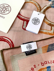 HERMES 26S PRINTED SQUARE SCARF 135 IN CASHMERE AND SILK 307237