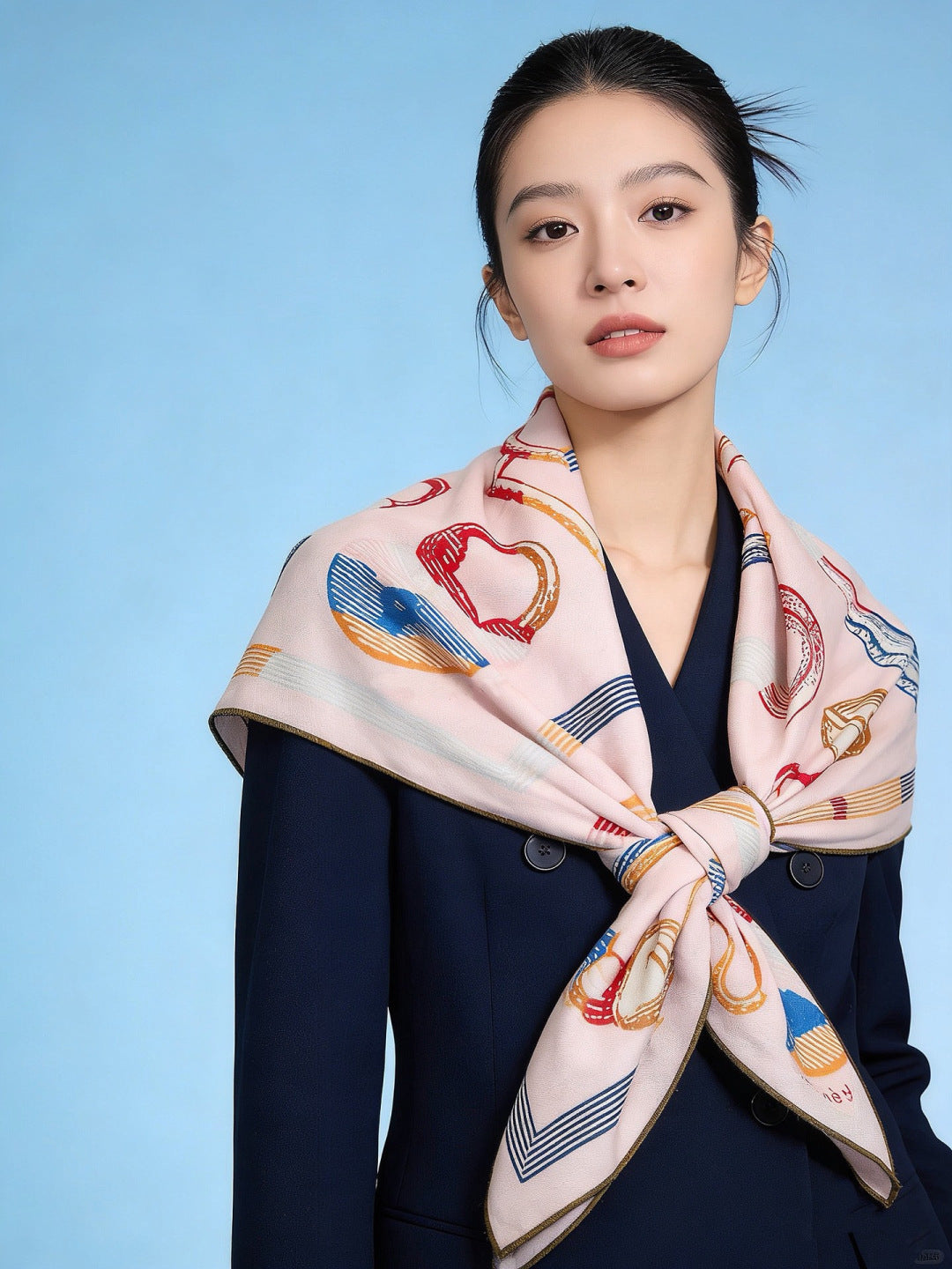 HERMES 26S PRINTED SQUARE SCARF 135 IN CASHMERE AND SILK 307237