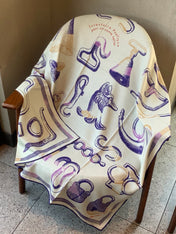 HERMES 26S PRINTED SQUARE SCARF 135 IN CASHMERE AND SILK 307238