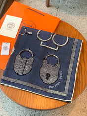 HERMES 26S PRINTED SQUARE SCARF 135 IN CASHMERE AND SILK 307239