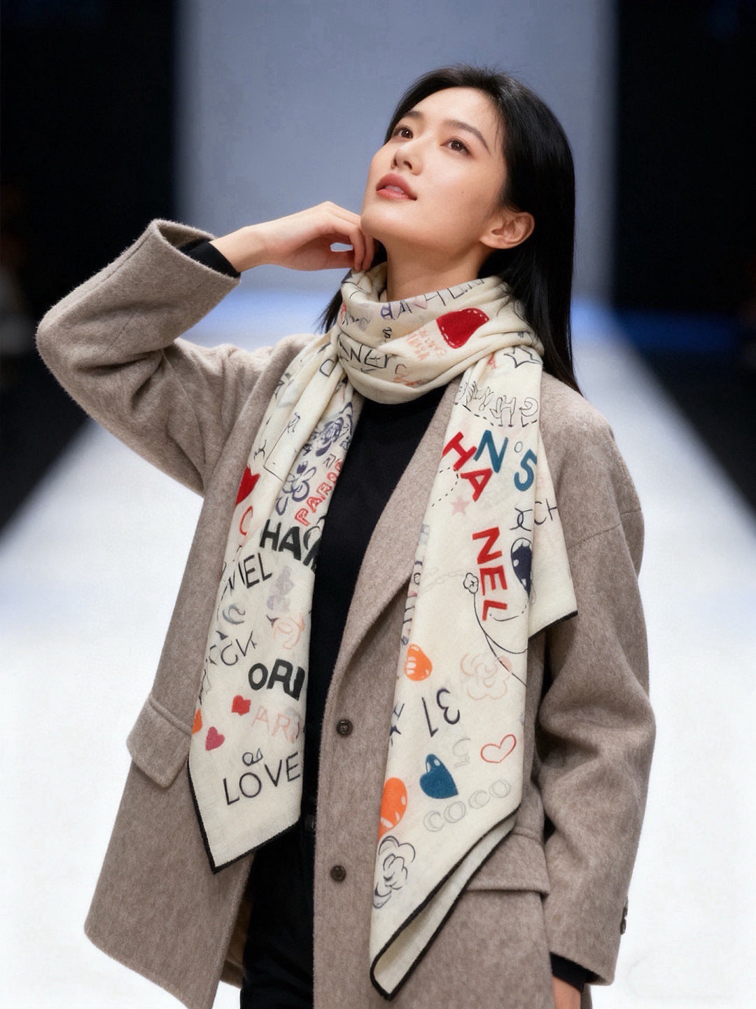 CHANEL 26S SCARF 135 IN CASHMERE AND SILK 307242