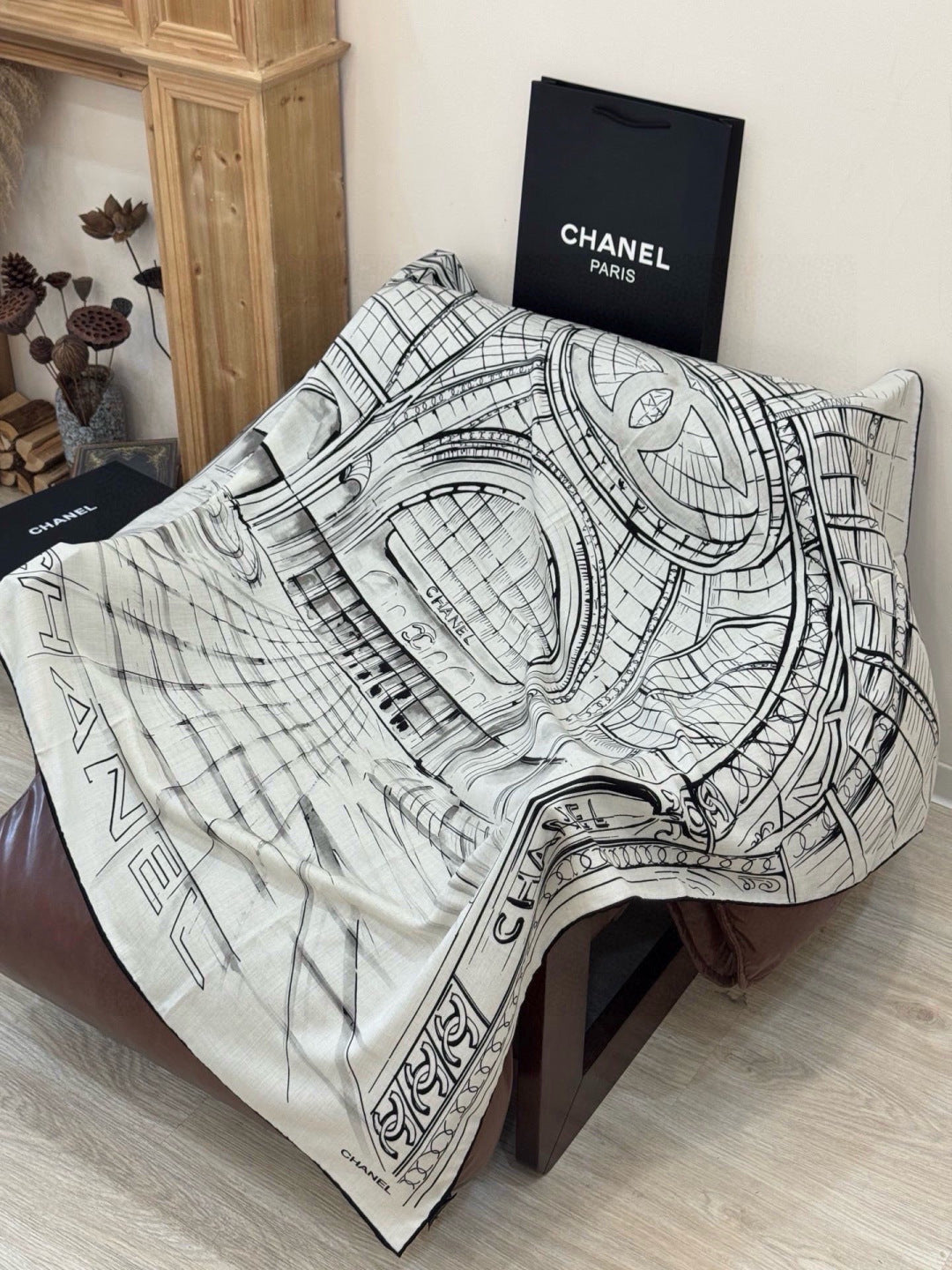 CHANEL 26S SCARF 135 IN CASHMERE AND SILK 309305