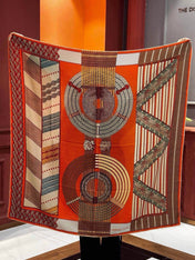 HERMES 26S PRINTED SQUARE SCARF 140 IN CASHMERE AND SILK 309321