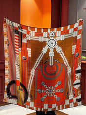 HERMES 26S PRINTED SQUARE SCARF 140 IN SILK 309334