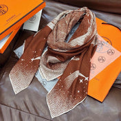 HERMES 26S PRINTED SQUARE SCARF 140 IN CASHMERE AND SILK 309361