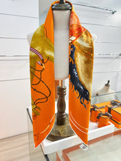 HERMES 26S PRINTED SQUARE SCARF 88 IN SILK 309923