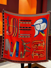 HERMES 26S PRINTED SQUARE SCARF 140 IN SILK 311954
