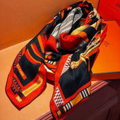 HERMES 26S PRINTED SQUARE SCARF 140 IN SILK 311956