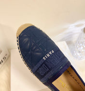 GRANVILLE ESPADRILLE NAVY BLUE QUILTED CANNAGE CALFSKIN