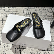 LOEWE 26S HIGH-HEELED MULES IN BLACK CALFSKIN