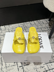 CHLOÉ 26S HIGH-HEELED MULES IN YELLOW CALFSKIN