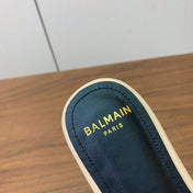 BALMAIN 26S QUILTED MULES IN BEIGE CALFSKIN