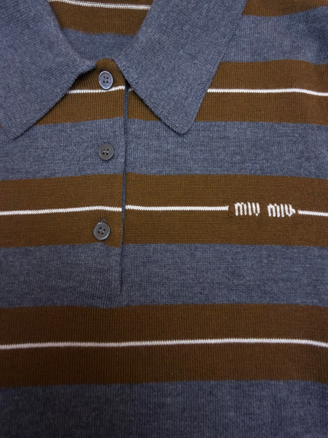 MIUMIU 26S SHORT-SLEEVED KNIT POLO SHIRT STYLE 1090