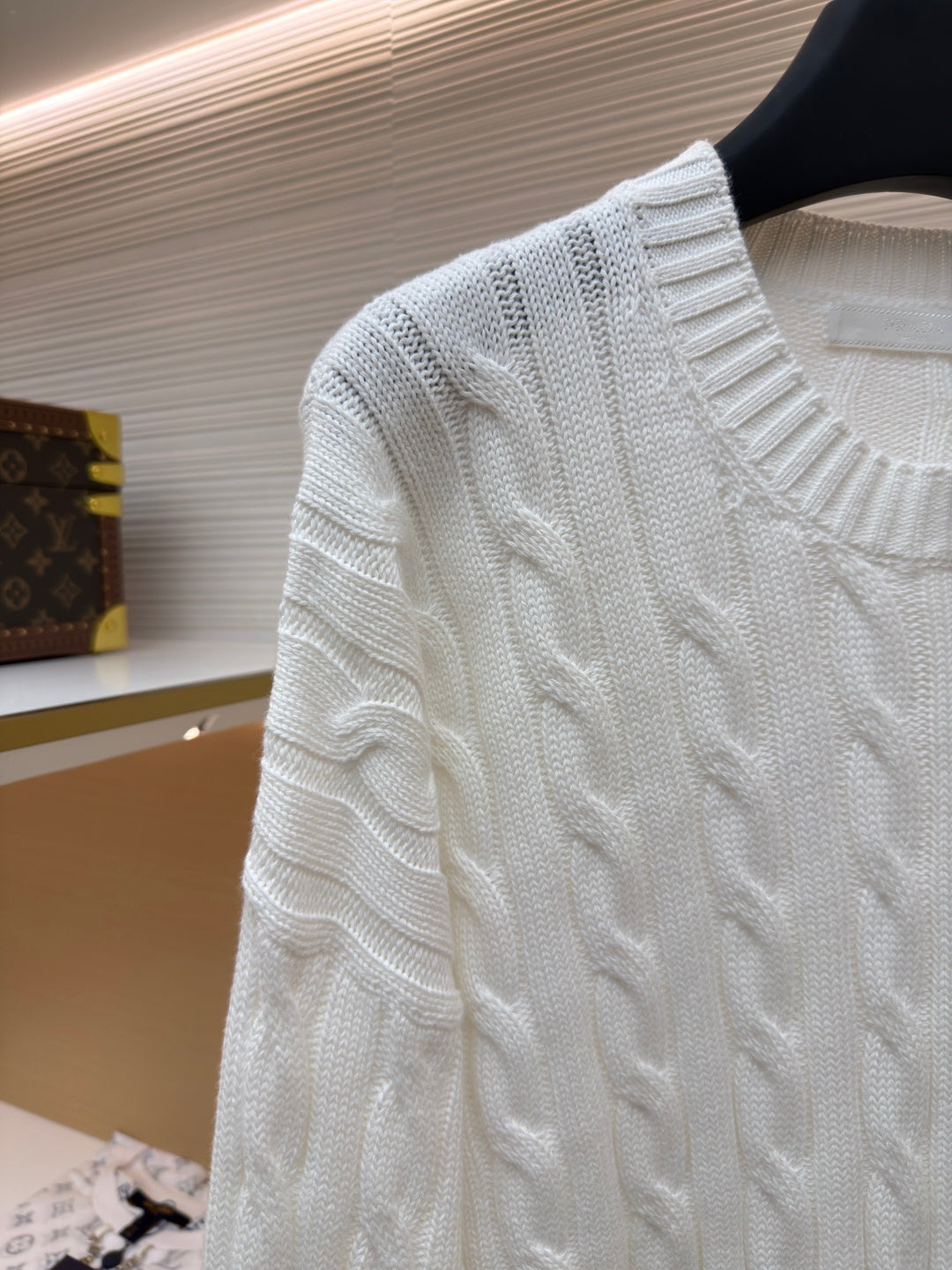 PRADA 26S CABLE-KNIT CREWNECK SWEATER 1091