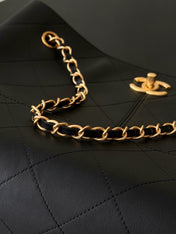 CHANEL 25S HOBO BAG 36 IN BLACK LAMBSKIN WITH GOLD HARDWARE