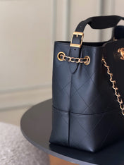 CHANEL 25S HOBO BAG 36 IN BLACK LAMBSKIN WITH GOLD HARDWARE