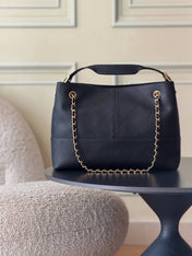 CHANEL 25S HOBO BAG 36 IN BLACK LAMBSKIN WITH GOLD HARDWARE