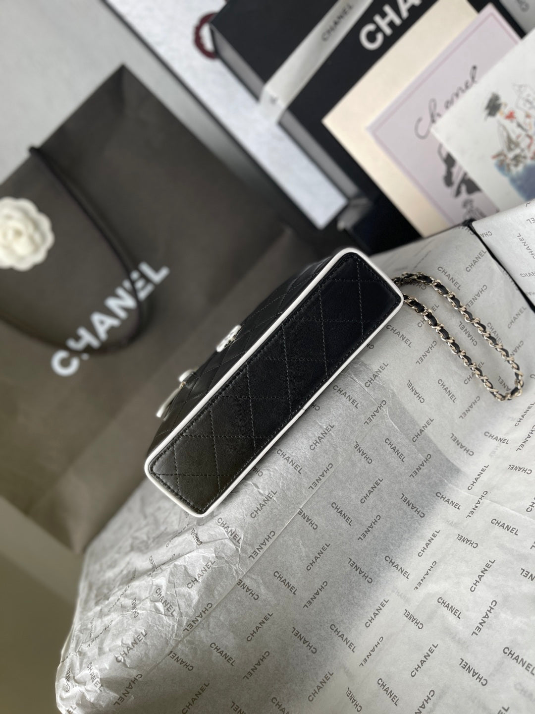 CHANEL 26S VANITY BAG 19 IN BLACK QUILTED LAMBSKIN SILVER HARDWARE
