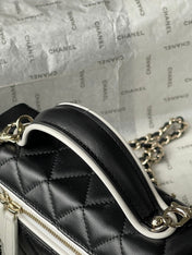 CHANEL 26S VANITY BAG 19 IN BLACK QUILTED LAMBSKIN SILVER HARDWARE