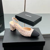 CC HIGH SLINGBACK 25S 65 MM IN PINK TWEED MIX BLACK FABRIC