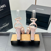 HIGH HEELS SANDAL 90 MM IN APRICOT PINK CALFSKIN AND STONE