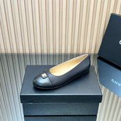 CHANEL 25S BALLET FLATS IN BLACK LAMBSKIN GOLD HARDWARE