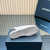 CHANEL 25S BACK STRAP MULE 15MM IN LIGHT GRAY SUEDE SILVER HARDWARE