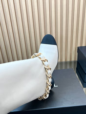 CHANEL 25S HIGH BOOTS 65MM IN WHITE CALFSKIN GOLD HARDWRE