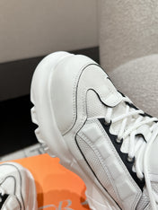 SNEAKER IN WHITE CALFSKIN AND BREATHABLE MESH 175310