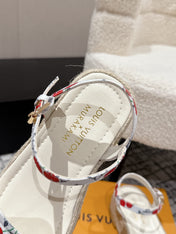 LV PLATFORM ESPADRILLE SANDALS 25S IN WHITE DENIM